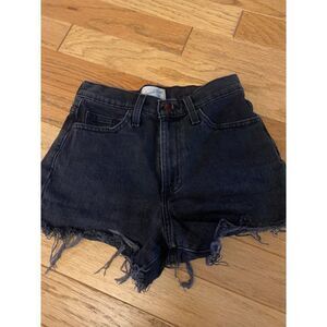 Universal Thread womens black highest rise shortie short distressed frayed hem 0